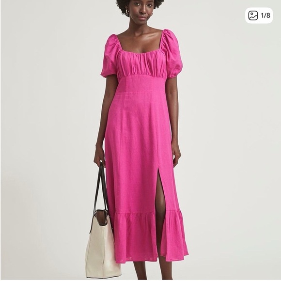 RW&CO. Dresses & Skirts - Linen blend pink midi dress